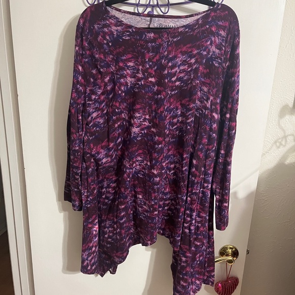 💜 22/24 1X Roaman's Vibrant Purple and Pink Tunic - Picture 5 of 8